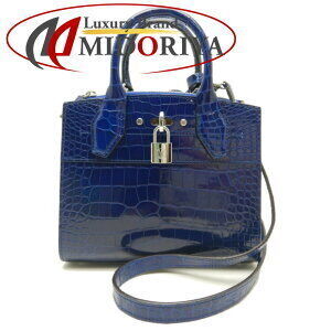 Louis Vuitton City Steamer Crocodile Sapphire Handbag